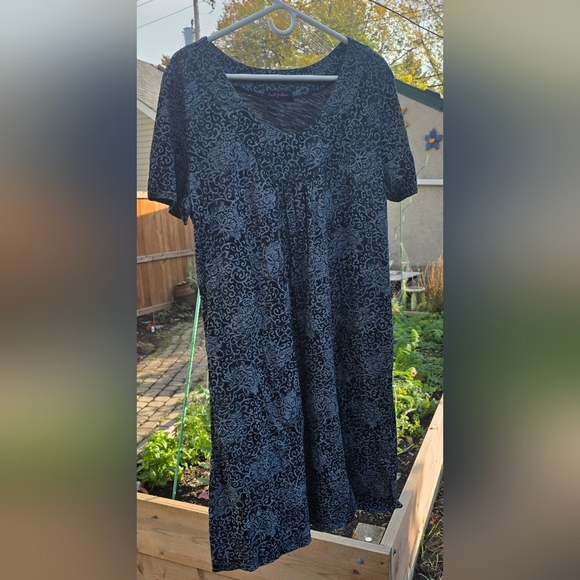 Fresh Produce Black,Grey & Blue Short Sleeve Cotton Dress. Xl - Picture 3 of 13